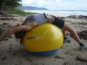 yoga crab on stability ball