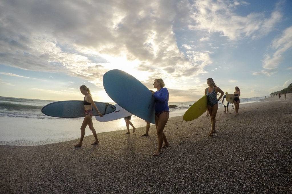 Guests walking during Sunset at PVA Costa Rica Surf Camp