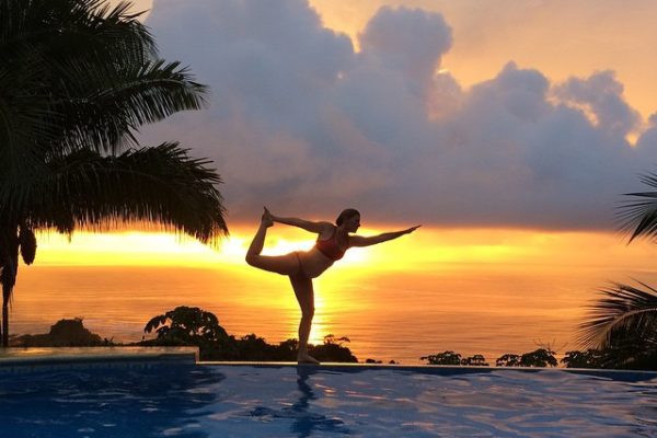 Yoga Pose At Sunset At Costa Rica Surf Camp