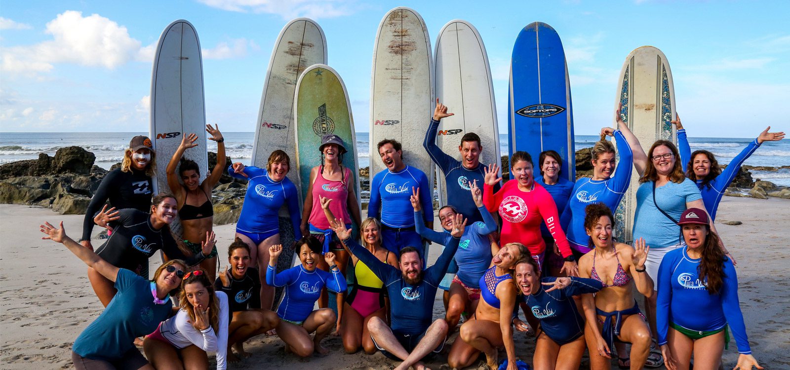 Costa Rica Surf Camp Participants Cheering