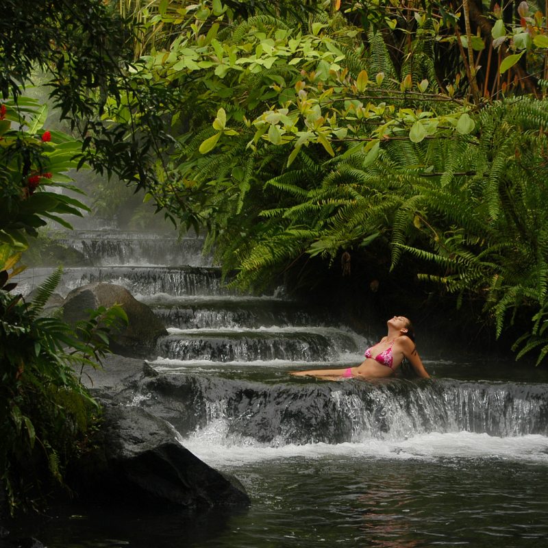 woman relaxing in hot springs